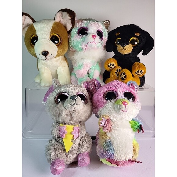 Ty Beanie Boos Lot Of 5 / 6" Plush / Hugo Opal Squeaker Rodney Randi - Picture 1 of 9